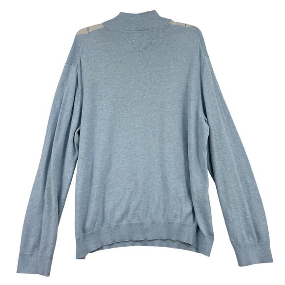 Tasso Elba Quarter Zip Sweater Mens Size L Blue Gray Argyle Cotton Long Sleeve - Picture 11 of 11